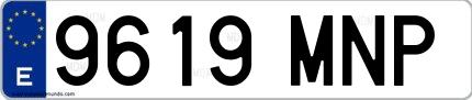 Ejemplo de matrícula española 9619 MNP