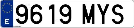 Ejemplo de matrícula española 9619 MYS