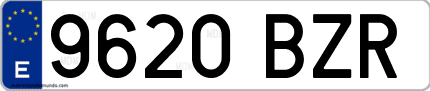 Ejemplo de matrícula de coche ordinaria 9620 BZR