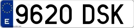 Ejemplo de matrícula española 9620 DSK