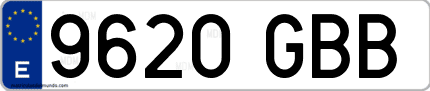 Ejemplo de matrícula de coche ordinaria 9620 GBB