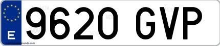 Ejemplo de matrícula española 9620 GVP
