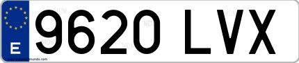 Ejemplo de matrícula española 9620 LVX