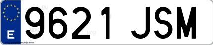 Ejemplo de matrícula española 9621 JSM