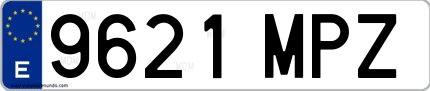 Ejemplo de matrícula española 9621 MPZ