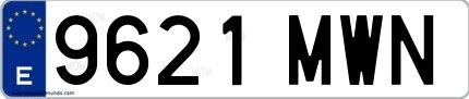 Ejemplo de matrícula española 9621 MWN