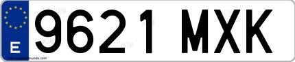 Ejemplo de matrícula española 9621 MXK