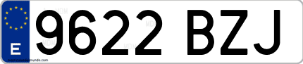 Ejemplo de matrícula de coche ordinaria 9622 BZJ