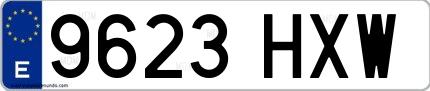 Ejemplo de matrícula española 9623 HXW