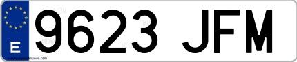Ejemplo de matrícula española 9623 JFM
