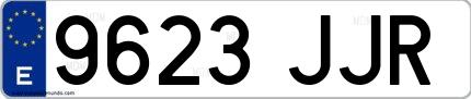 Ejemplo de matrícula española 9623 JJR