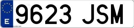 Ejemplo de matrícula española 9623 JSM