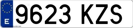 Ejemplo de matrícula española 9623 KZS