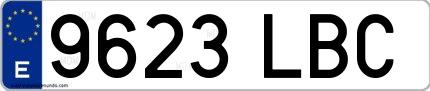 Ejemplo de matrícula española 9623 LBC