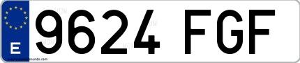 Ejemplo de matrícula española 9624 FGF