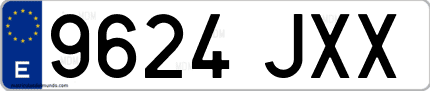 Ejemplo de matrícula de coche ordinaria 9624 JXX