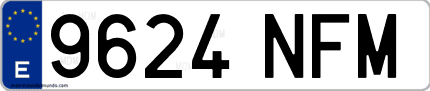Ejemplo de matrícula de coche ordinaria 9624 NFM
