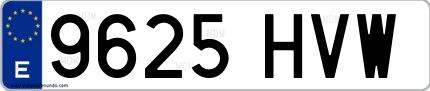 Ejemplo de matrícula española 9625 HVW