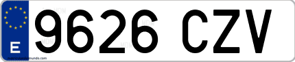 Ejemplo de matrícula de coche ordinaria 9626 CZV