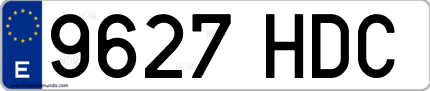 Ejemplo de matrícula de coche ordinaria 9627 HDC
