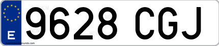 Ejemplo de matrícula de coche ordinaria 9628 CGJ