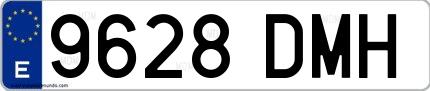 Ejemplo de matrícula española 9628 DMH
