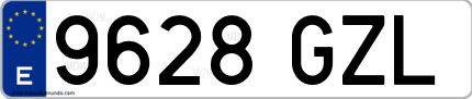 Ejemplo de matrícula de coche ordinaria 9628 GZL