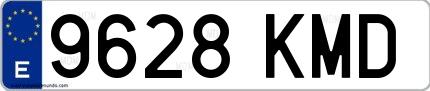 Ejemplo de matrícula española 9628 KMD