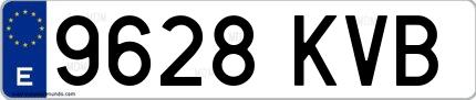 Ejemplo de matrícula española 9628 KVB