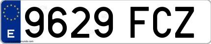 Ejemplo de matrícula española 9629 FCZ