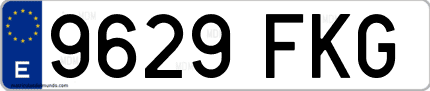 Ejemplo de matrícula de coche ordinaria 9629 FKG