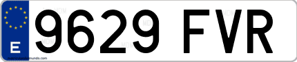Ejemplo de matrícula de coche ordinaria 9629 FVR