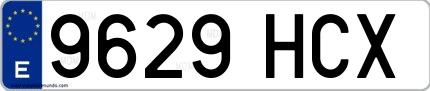 Ejemplo de matrícula española 9629 HCX