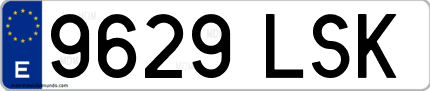 Ejemplo de matrícula de coche ordinaria 9629 LSK