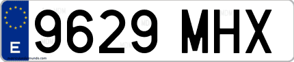 Ejemplo de matrícula de coche ordinaria 9629 MHX