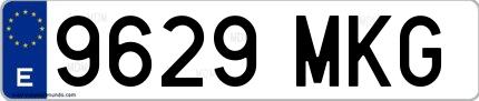 Ejemplo de matrícula española 9629 MKG