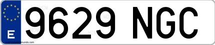 Ejemplo de matrícula española 9629 NGC