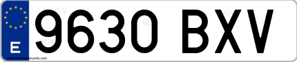 Ejemplo de matrícula de coche ordinaria 9630 BXV
