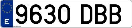 Ejemplo de matrícula española 9630 DBB