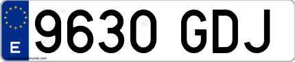 Ejemplo de matrícula de coche ordinaria 9630 GDJ