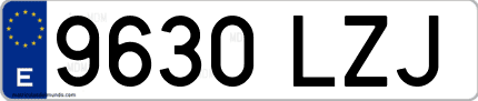 Ejemplo de matrícula de coche ordinaria 9630 LZJ