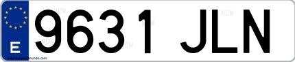 Ejemplo de matrícula española 9631 JLN