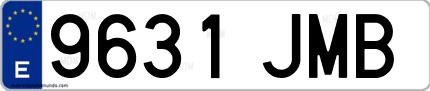 Ejemplo de matrícula de coche ordinaria 9631 JMB