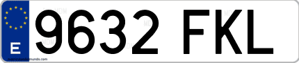Ejemplo de matrícula de coche ordinaria 9632 FKL