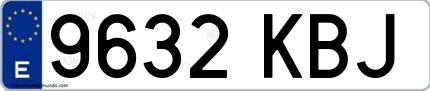 Ejemplo de matrícula española 9632 KBJ