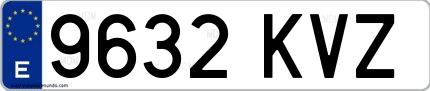 Ejemplo de matrícula española 9632 KVZ
