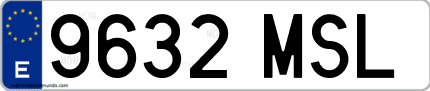 Ejemplo de matrícula de coche ordinaria 9632 MSL