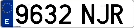 Ejemplo de matrícula de coche ordinaria 9632 NJR