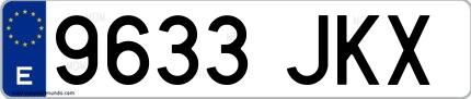 Ejemplo de matrícula española 9633 JKX