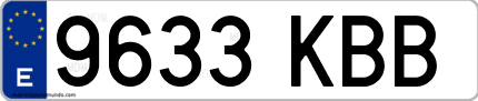 Ejemplo de matrícula de coche ordinaria 9633 KBB